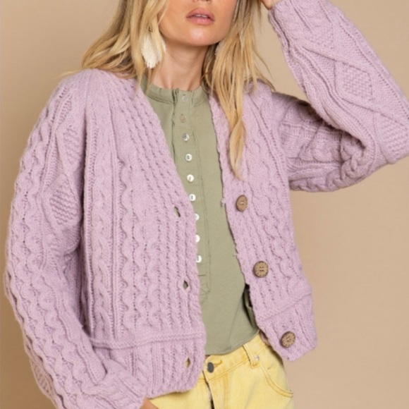 POL Cable Knit Cardigan Sweater - Picture 2 of 5